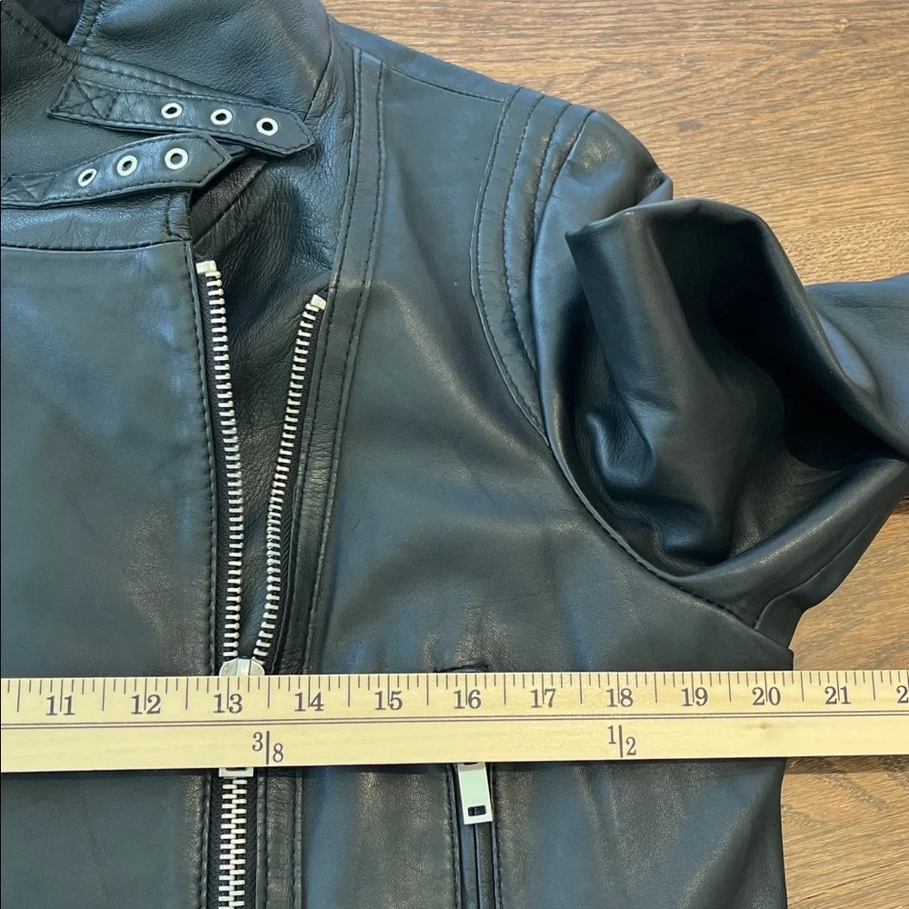 Mango Black Leather Biker Jacket